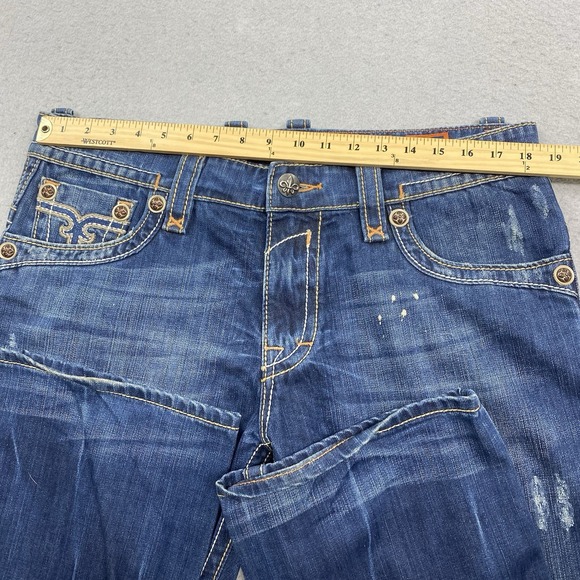 Rock Revival Jeans Mens 36 Blue Denim Pant Paul Straight Flap Pockets Distressed - Picture 12 of 16